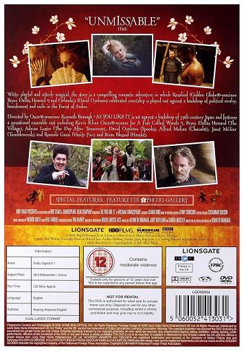 Como Gustéis (As You Like It) - DVD | 5060052413031 | Kenneth Branagh